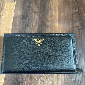 Prada leather zip wallet